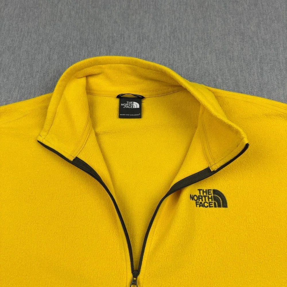 The‎ North Face Sweatshirt Mens 2XL Yellow Fleece Pullover Long Sleeve 1/4 Zip